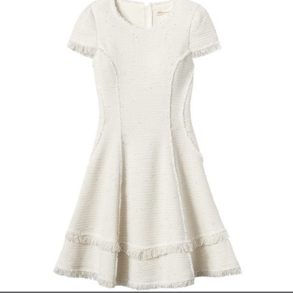 Rebecca Taylor Cream Formal Dress with Fringe